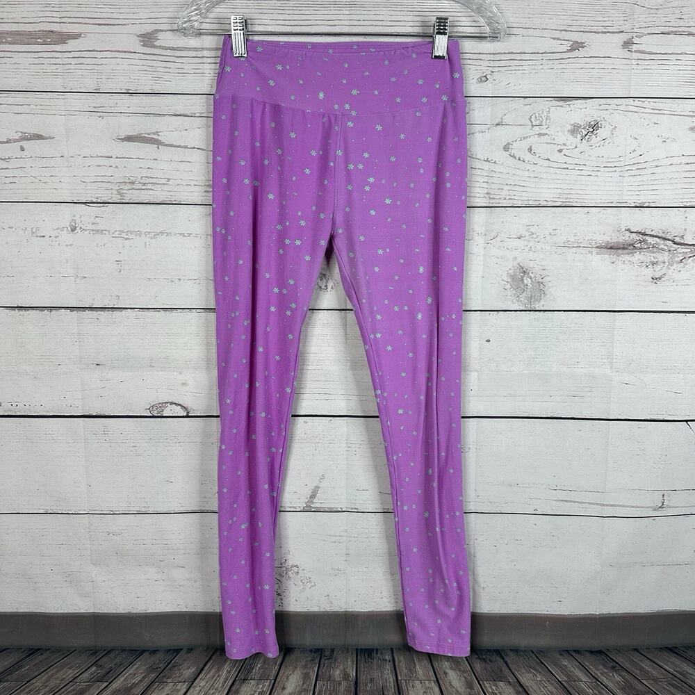 Lularoe Leggings Womens Os Purple Snowflake Soft Cozy Comfort High Rise